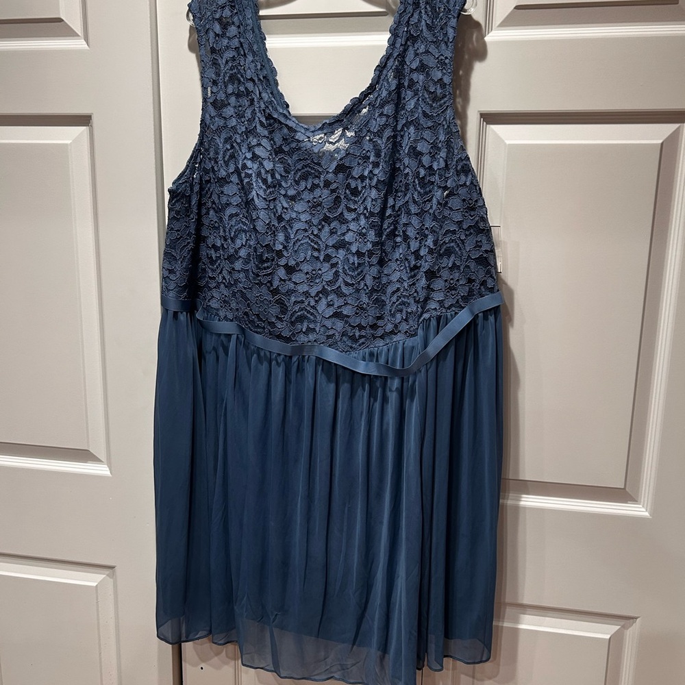 David’s Bridal Elegant Blue Lace Dress 30 NWT